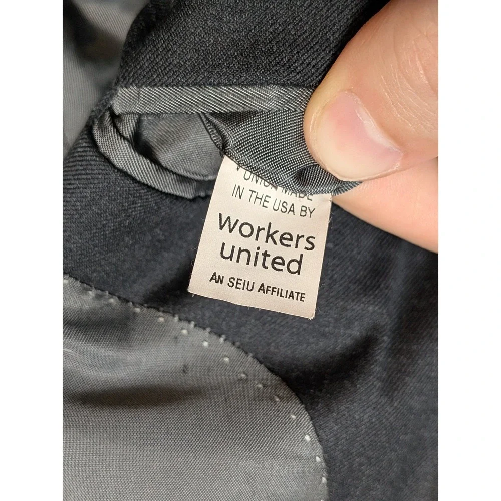 Hart Schaffner Marx Men's Blazer Charcoal Gray Wool Union USA Made Vintage